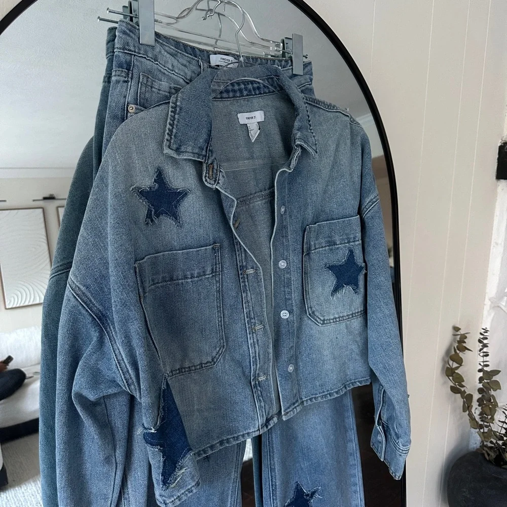 Forever 21 Blue Denim Jacket set - Picture 2 of 9